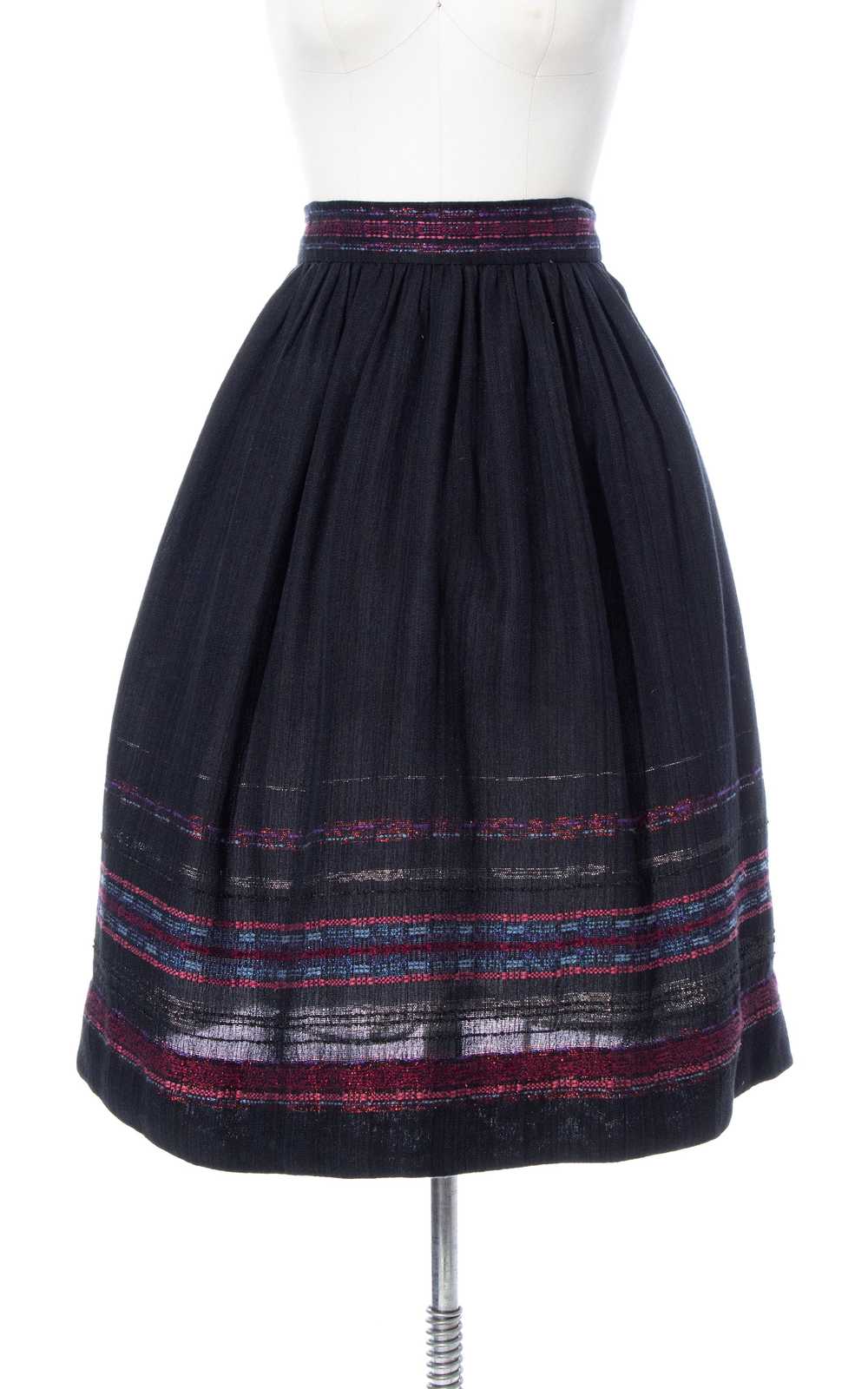 1960s Hand-Woven Striped Border Skirt | medium - image 3