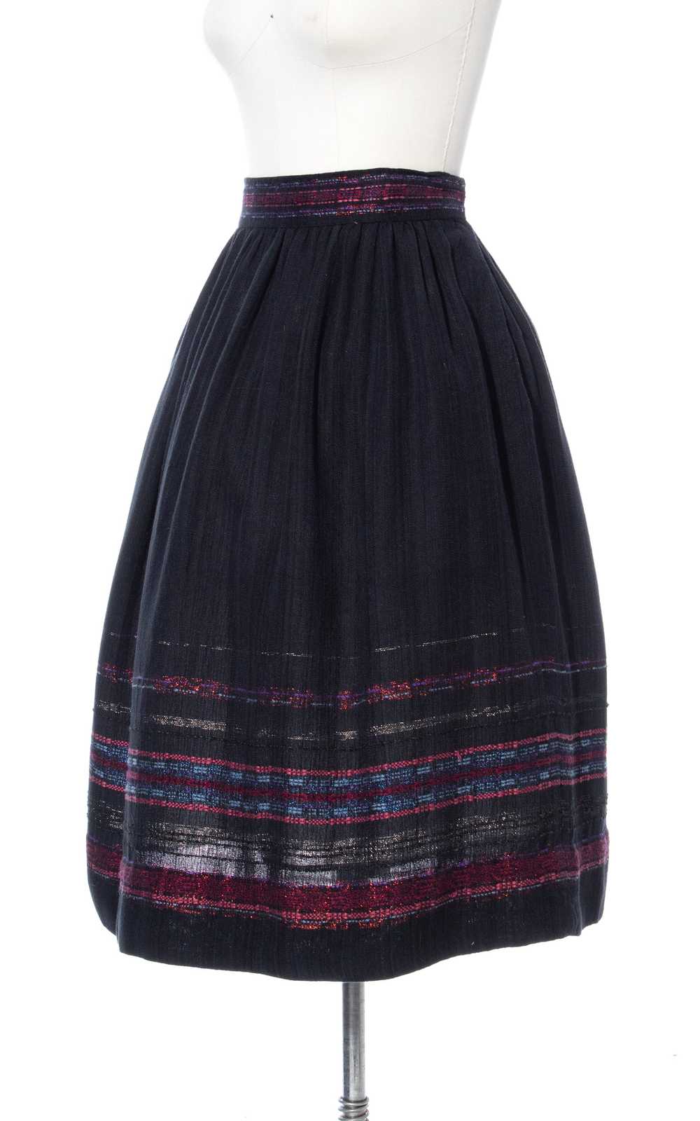 1960s Hand-Woven Striped Border Skirt | medium - image 4