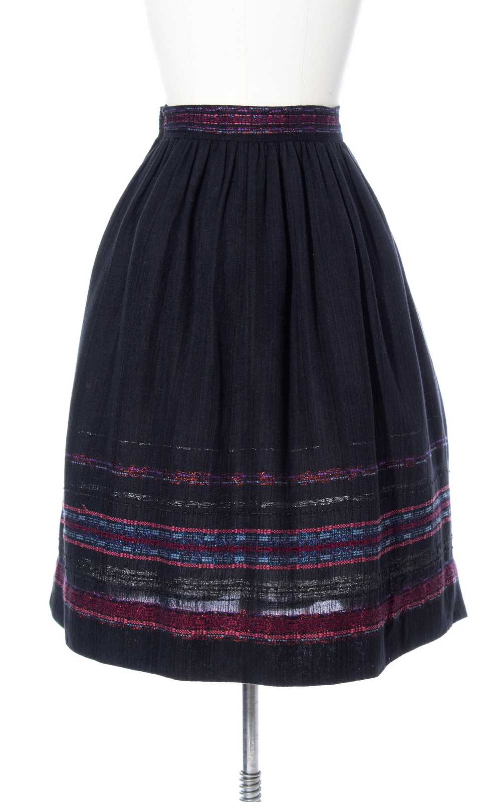 1960s Hand-Woven Striped Border Skirt | medium - image 5