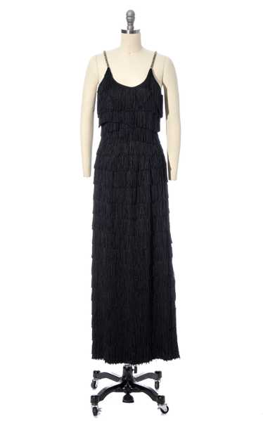 1960s Fringe & Rhinestone Straps Party Dress | x-s