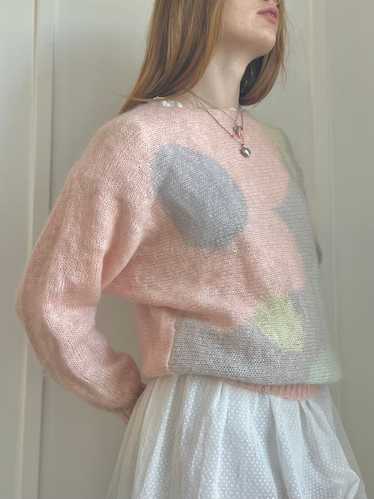 1980s Mohair Pastel Pink Pullover Sweater Lavender