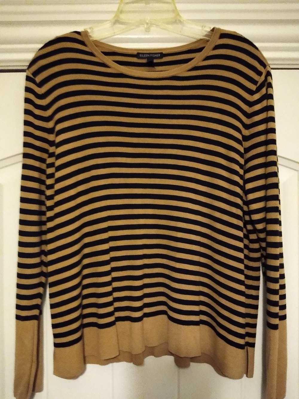 Eileen Fisher Striped Scoop Neck Pullover Sweater - image 1