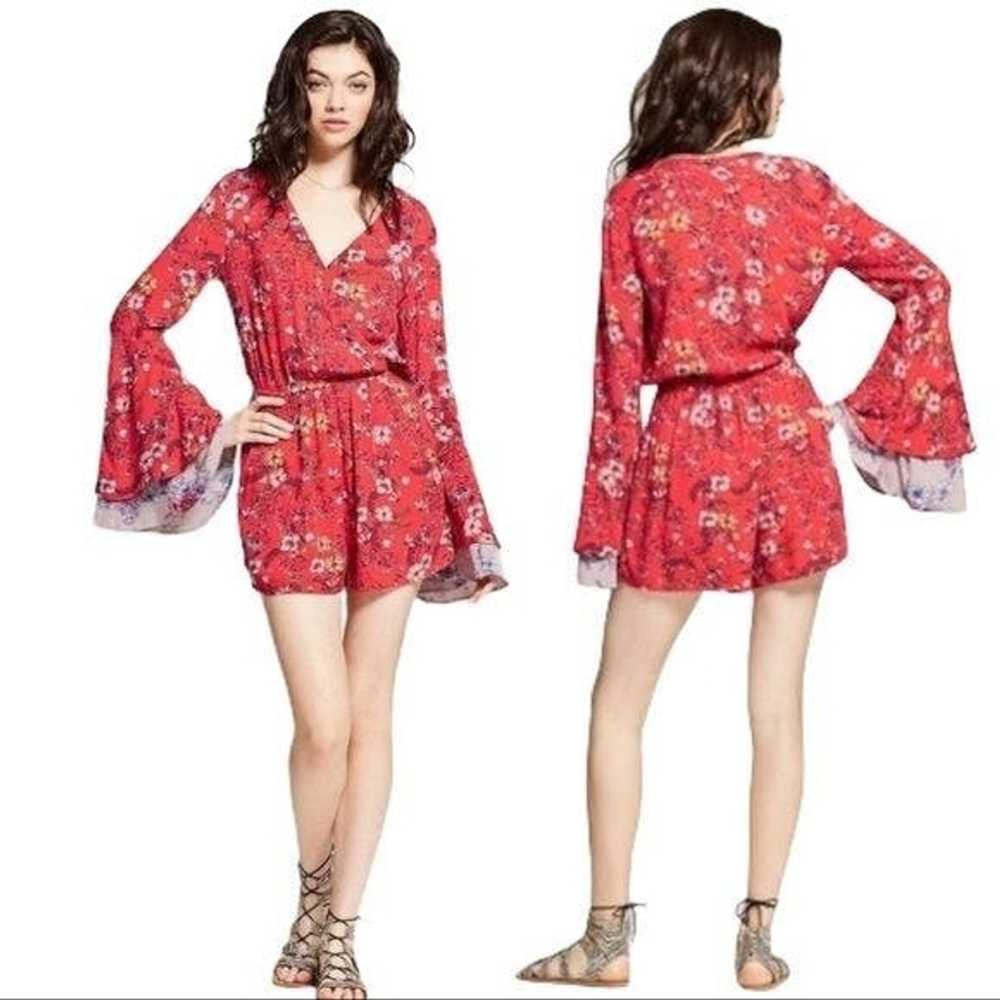 Other Red floral long bell sleeves romper women s… - image 2