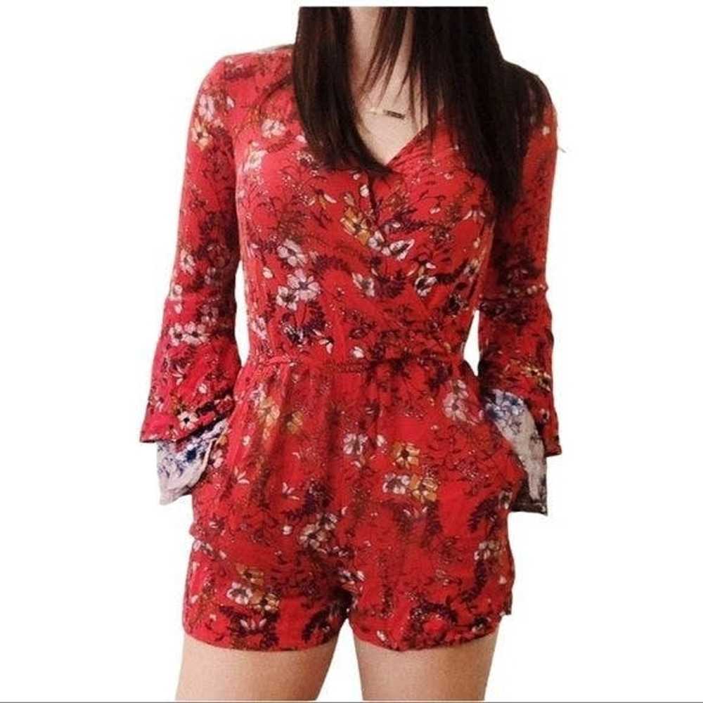 Other Red floral long bell sleeves romper women s… - image 4