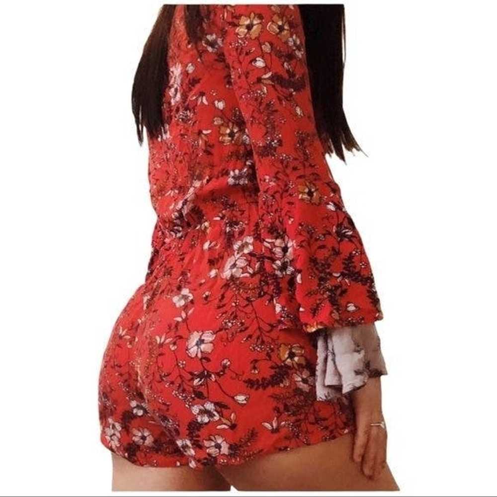 Other Red floral long bell sleeves romper women s… - image 5