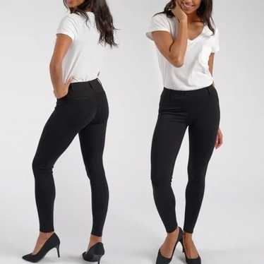 Wide-Leg Two-Pocket Dress Pant Yoga Pants (Black Pinstripe