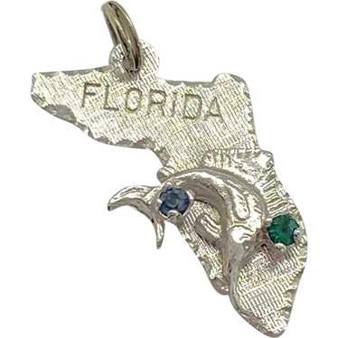 Jeweled Florida Sailfish Vintage Charm Sterling S… - image 1