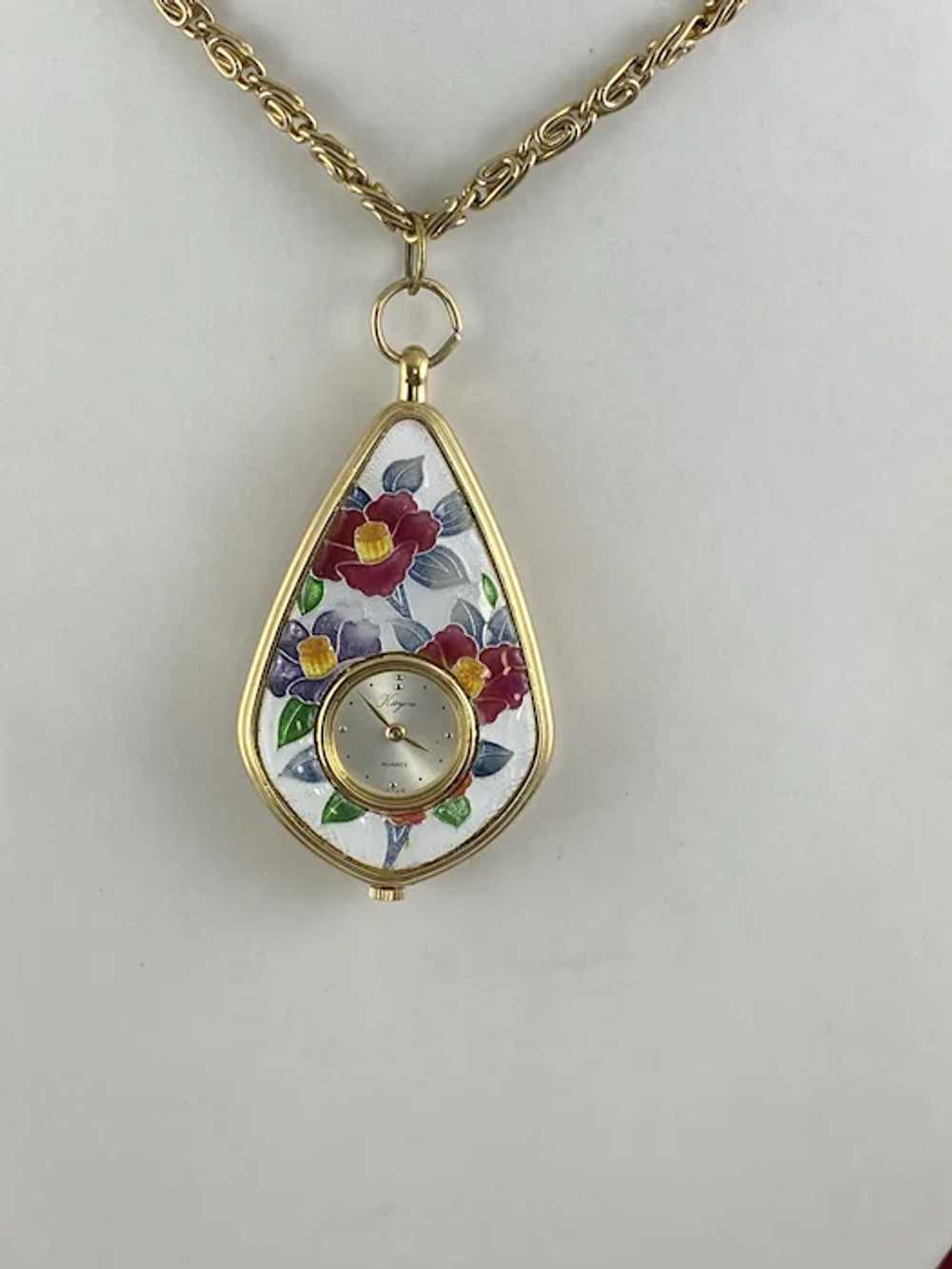 Vintage Authentic Kayou Pendant Cloisonne Watch - image 2