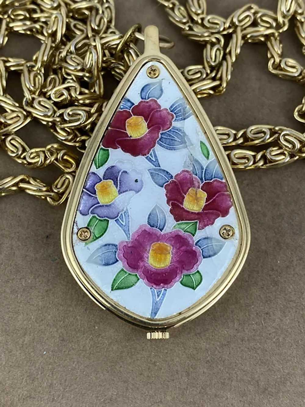 Vintage Authentic Kayou Pendant Cloisonne Watch - image 5