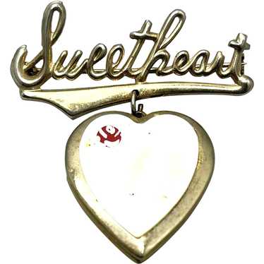 Vintage Sweetheart Heart Locket Brooch Pin