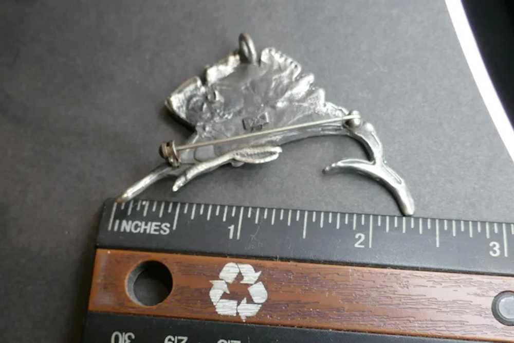 Vintage Sailfish Pendant Brooch Sterling Silver &… - image 2