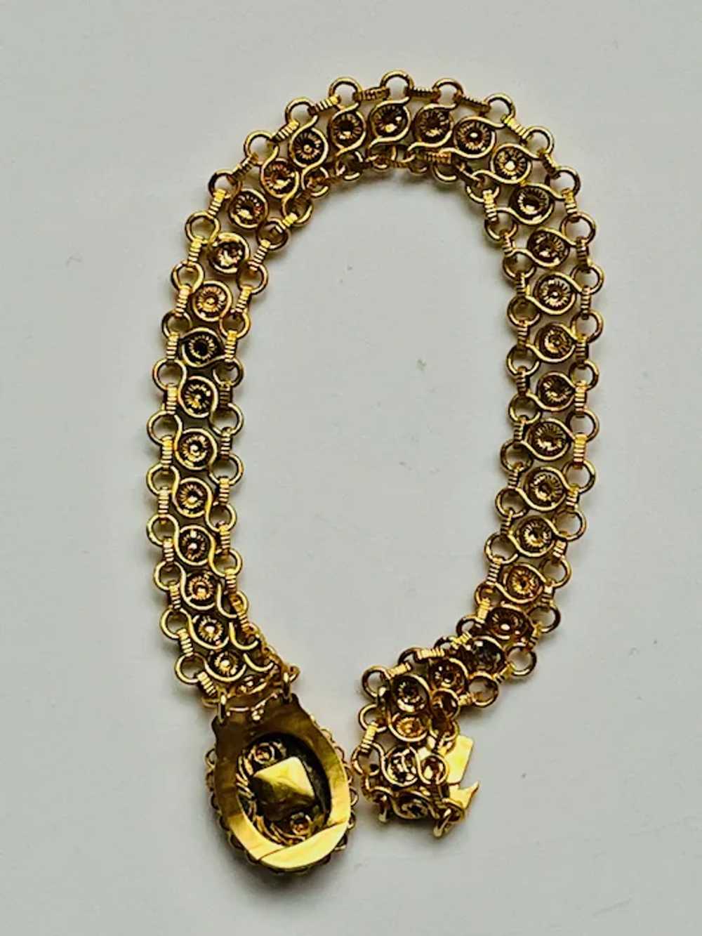 18 carat gold garnet bracelet, Early Victorian - image 2