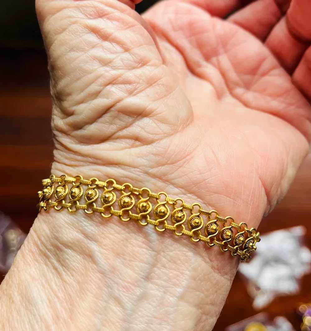 18 carat gold garnet bracelet, Early Victorian - image 4