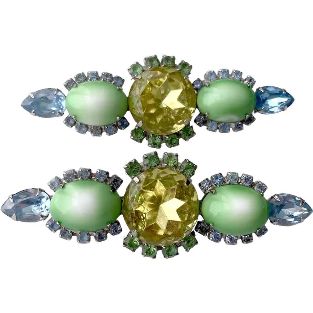 Twin Pair Cool Color, Large Crystals & Cabochon B… - image 1