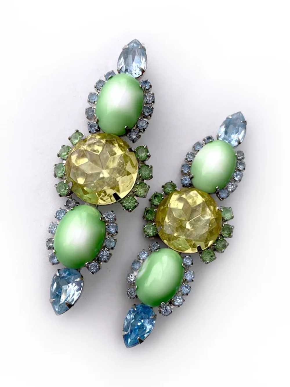 Twin Pair Cool Color, Large Crystals & Cabochon B… - image 2