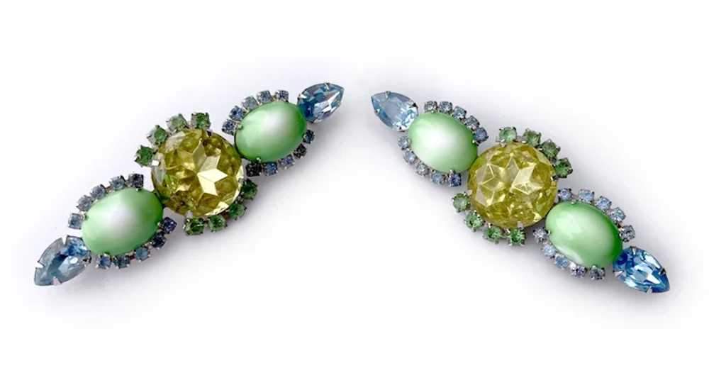 Twin Pair Cool Color, Large Crystals & Cabochon B… - image 3