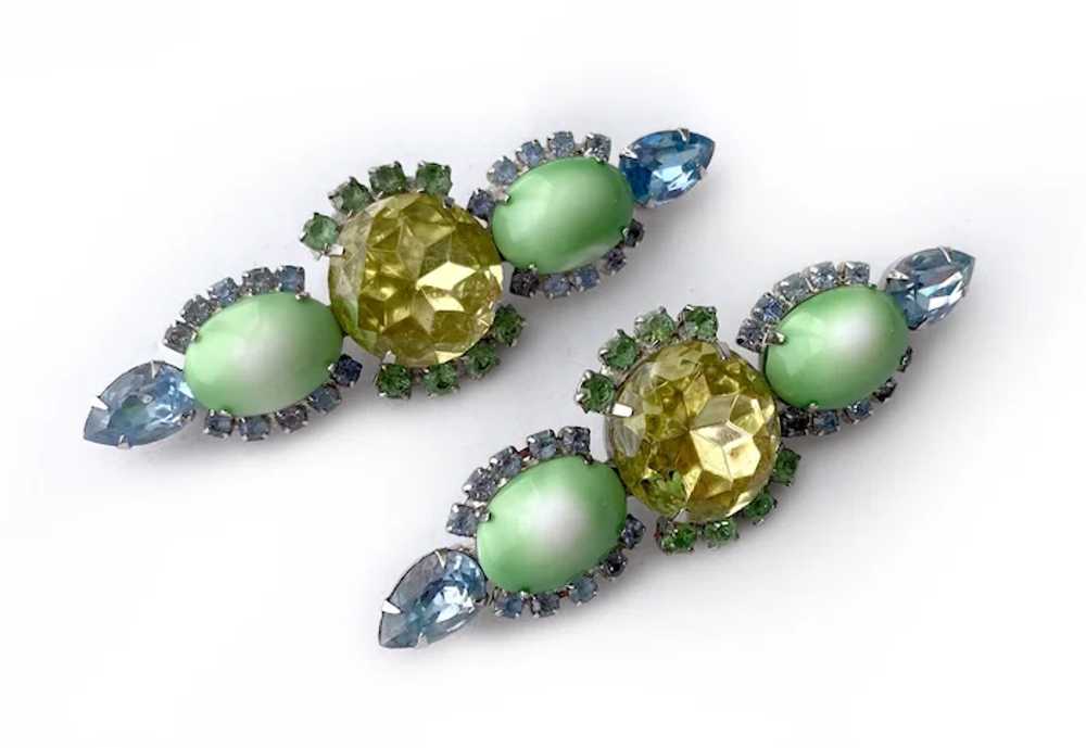 Twin Pair Cool Color, Large Crystals & Cabochon B… - image 4