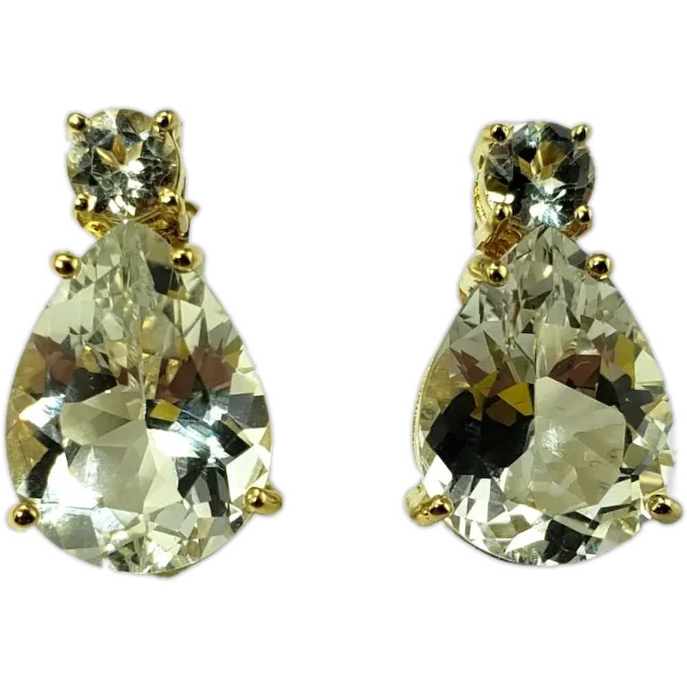 Vintage 10 Karat Yellow Gold and White Topaz Earr… - image 1