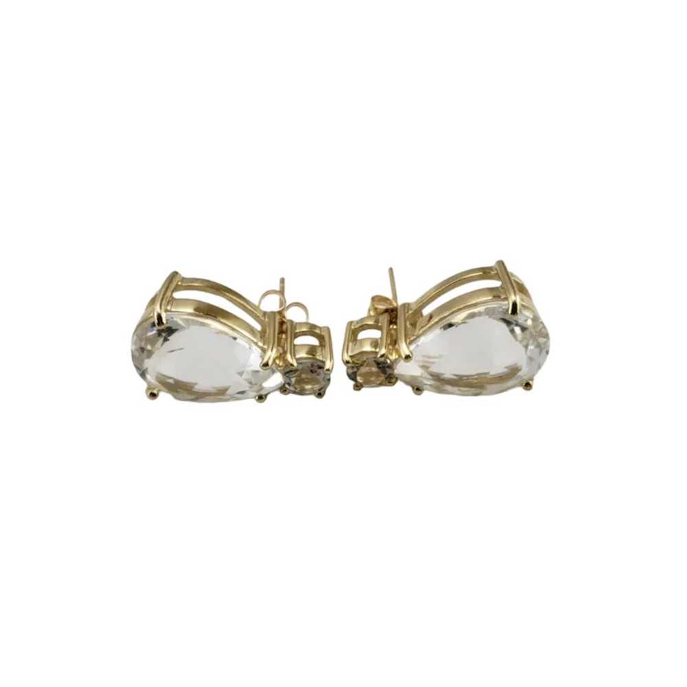 Vintage 10 Karat Yellow Gold and White Topaz Earr… - image 2