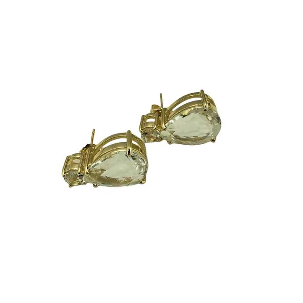 Vintage 10 Karat Yellow Gold and White Topaz Earr… - image 4