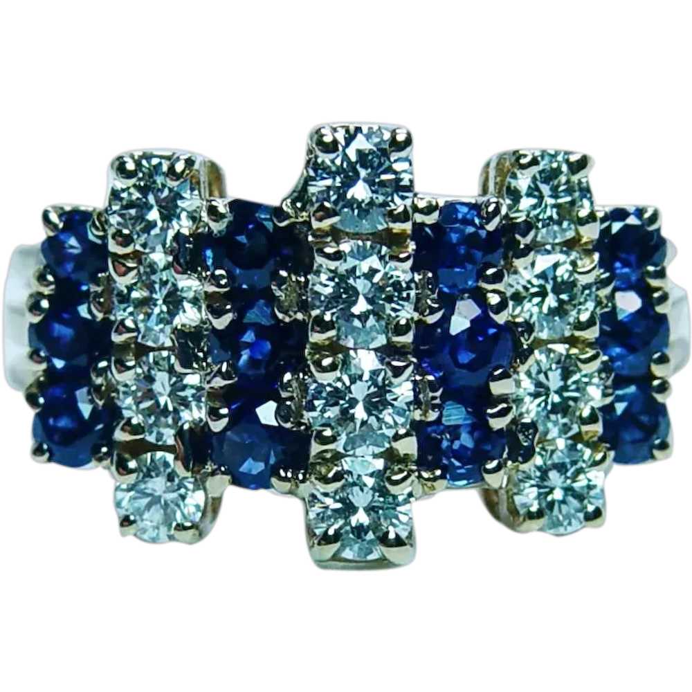 OSCAR HEYMAN Diamond Sapphire Ring 18K Gold Estate - image 1