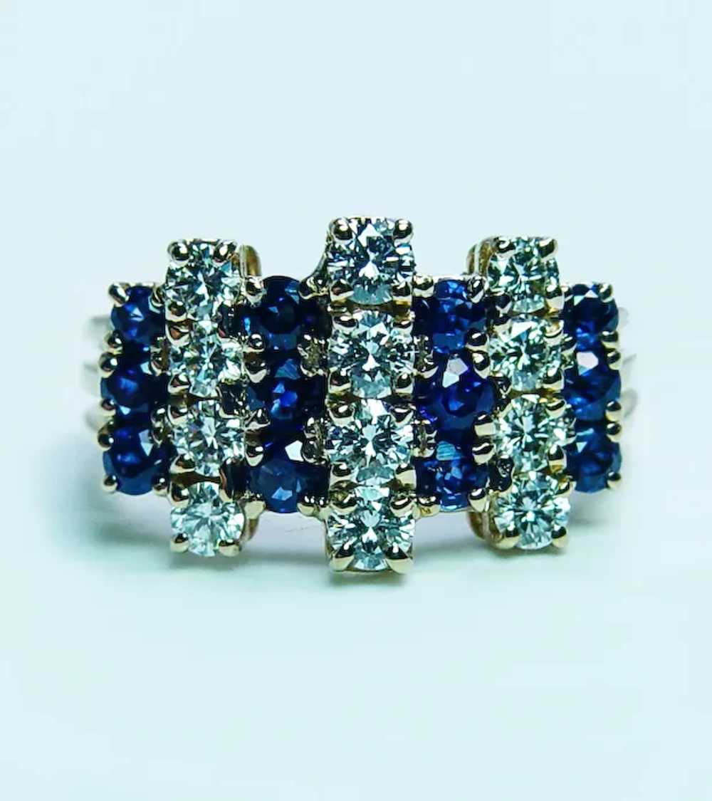 OSCAR HEYMAN Diamond Sapphire Ring 18K Gold Estate - image 5