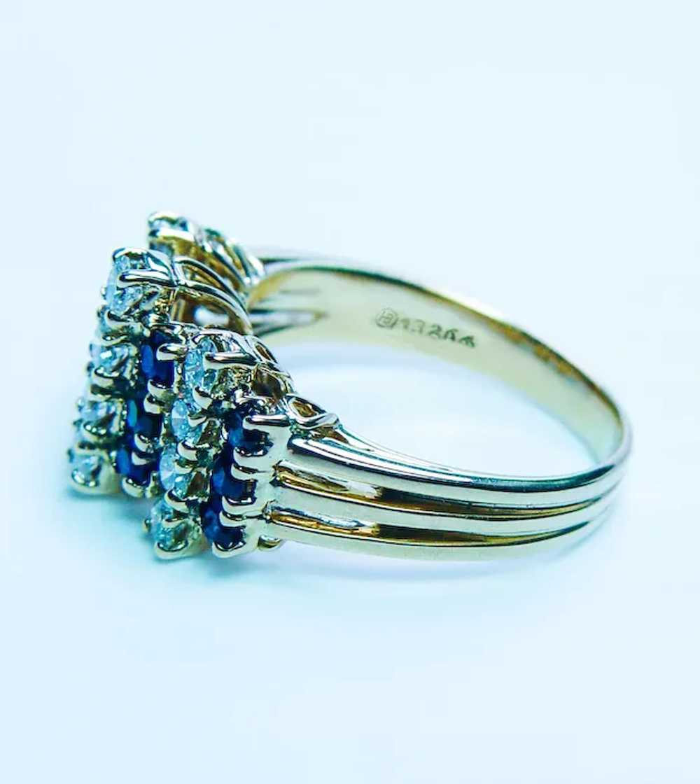 OSCAR HEYMAN Diamond Sapphire Ring 18K Gold Estate - image 8