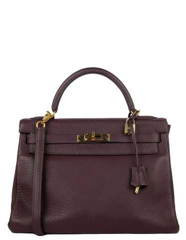 Hermes 32cm Brown Clemence Leather Retourne Kelly 