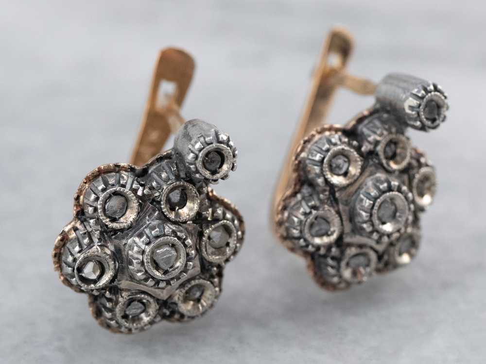 Antique Rose Cut Diamond Earrings - image 3