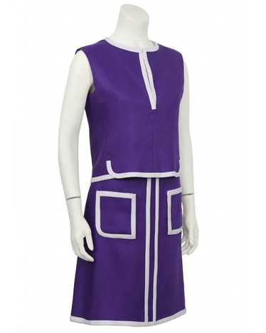 Donald Brooks Purple Linen 3-Piece Skirt Suit