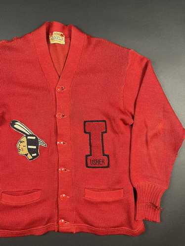 Vintage 1953 Red Campus Sportswear Cardigan Sweat… - image 1