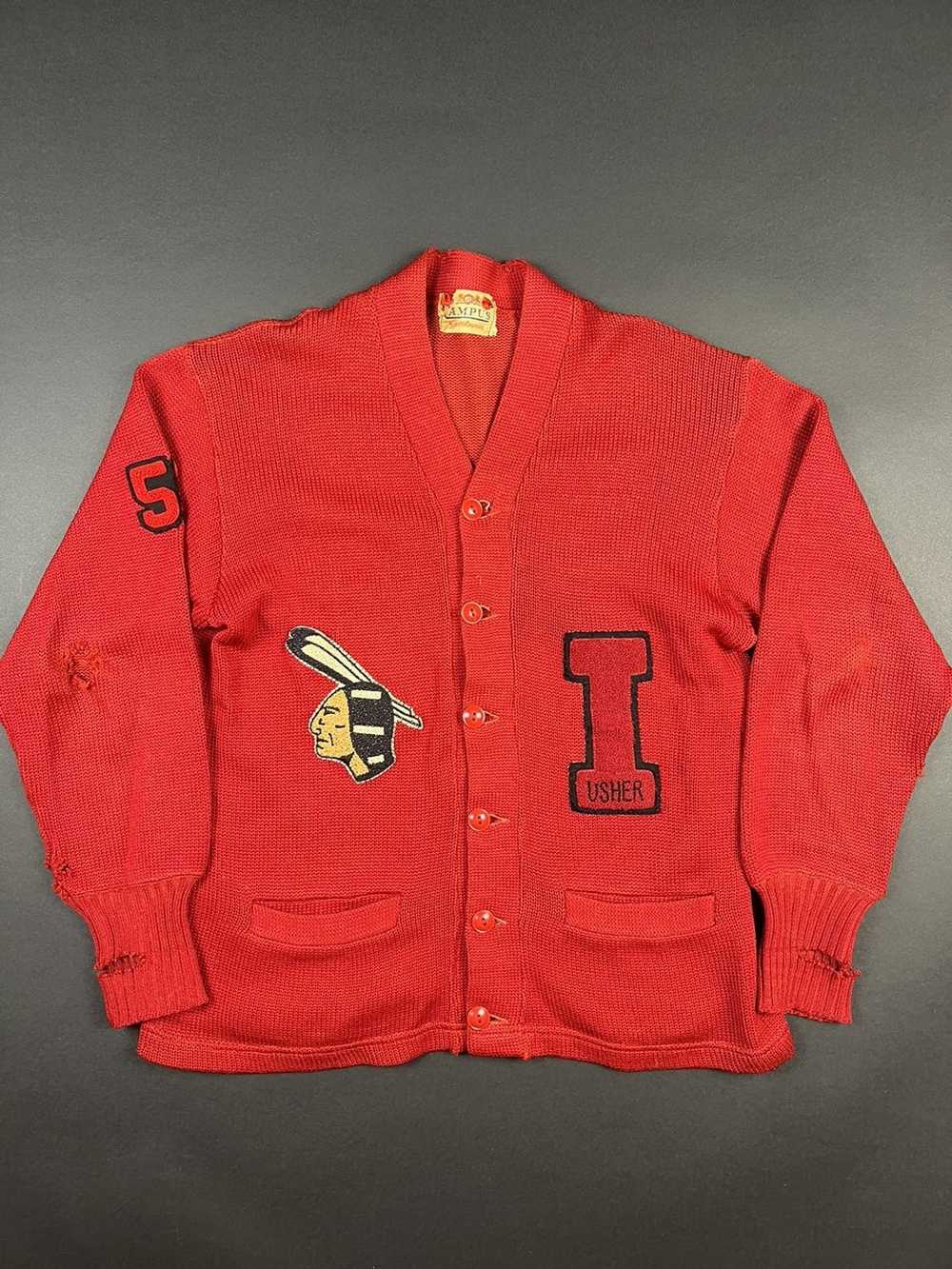 Vintage 1953 Red Campus Sportswear Cardigan Sweat… - image 2