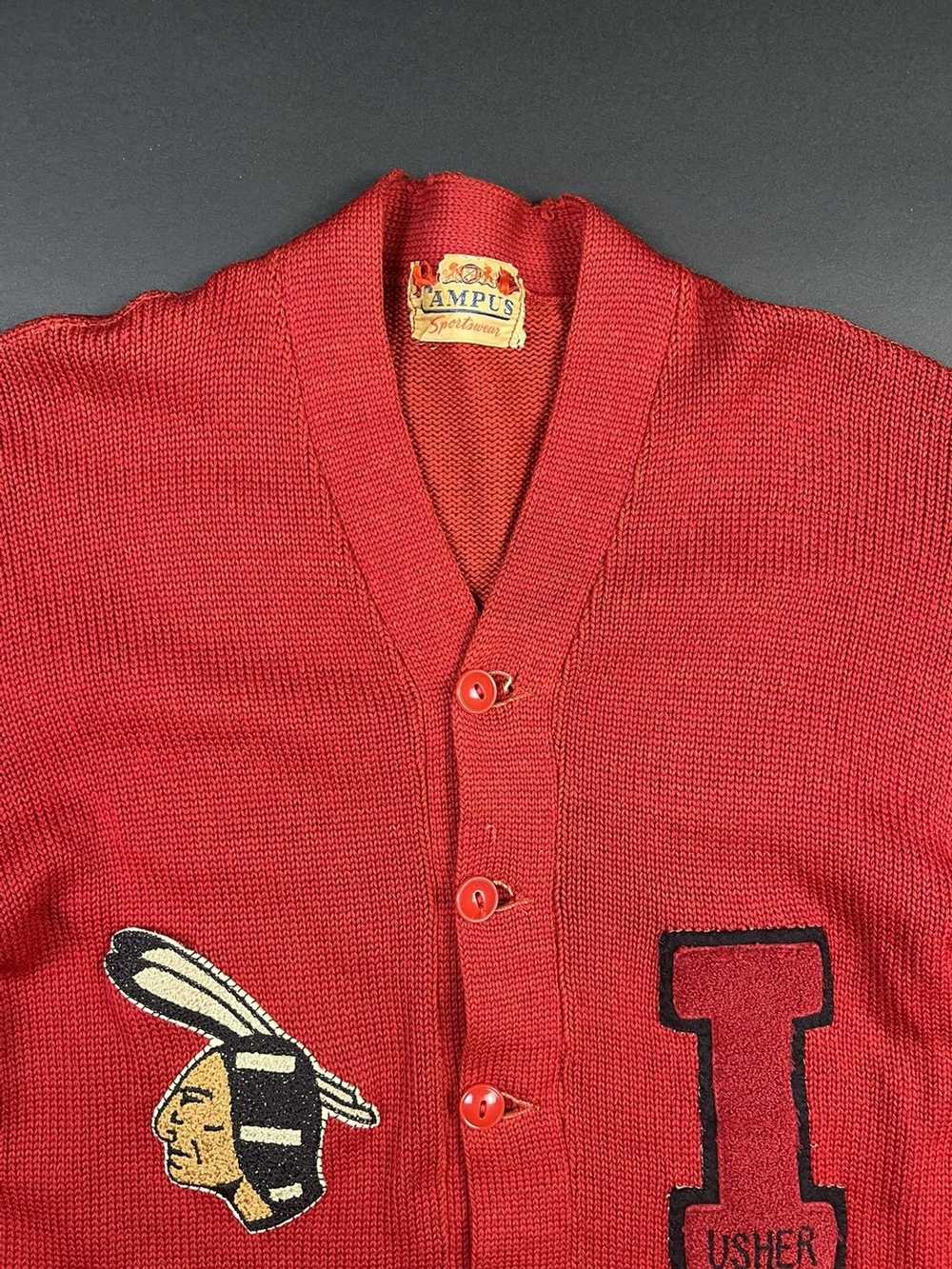 Vintage 1953 Red Campus Sportswear Cardigan Sweat… - image 4