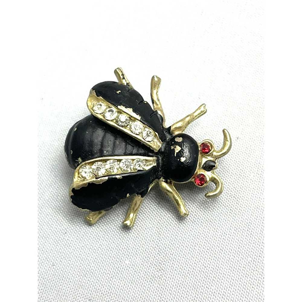 Vintage Vintage Enamel Rhinestone Bug Fly Insect … - image 1