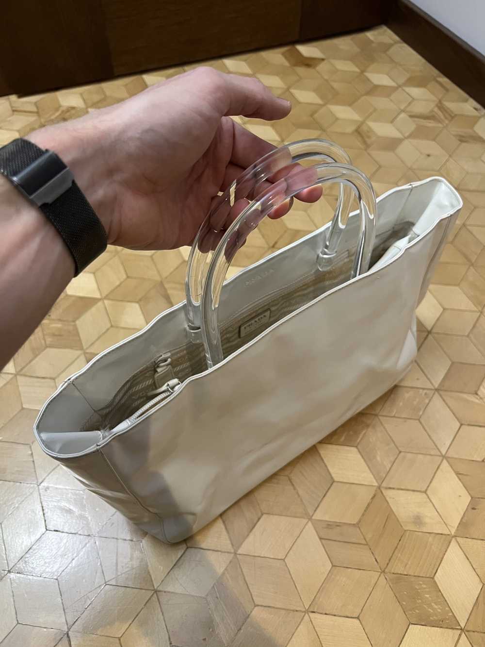 Prada Vintage 90s Prada White Acrylic Hand Bag Pl… - image 10