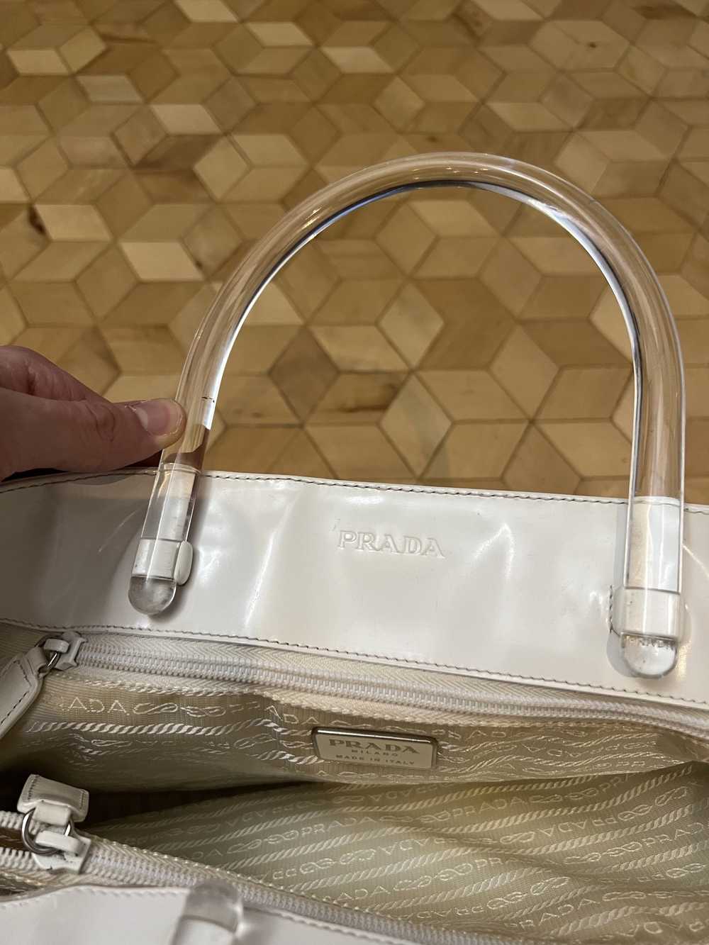 Prada Vintage 90s Prada White Acrylic Hand Bag Pl… - image 9