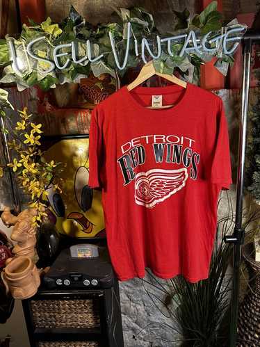 Vintage Detroit Red Wings T-Shirt Mens 2XL Logo 7 Cotton NHL Hockey Tee XXL  90's