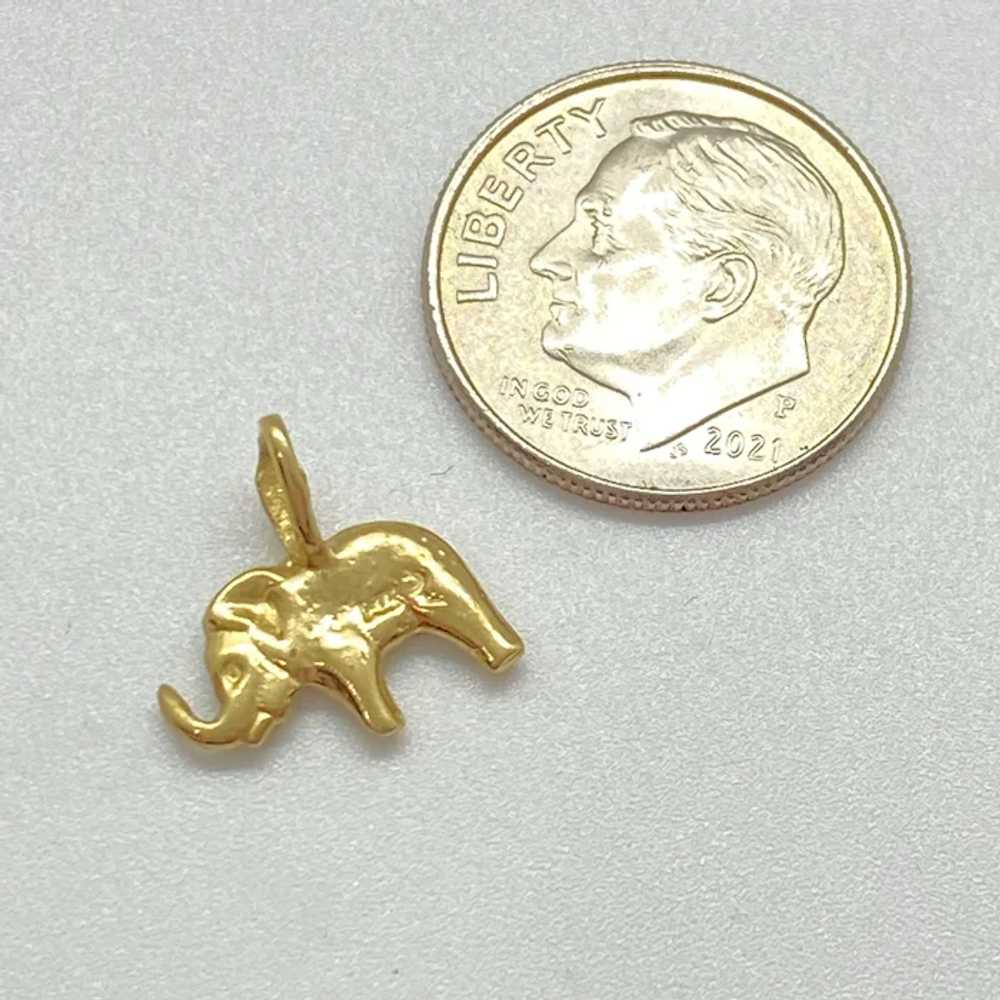 Tiny Lucky ELEPHANT Vintage Charm Solid 14K Gold … - image 2