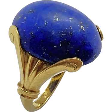 Impressive Retro Lapis Lazuli Vintage Ring 18K Go… - image 1