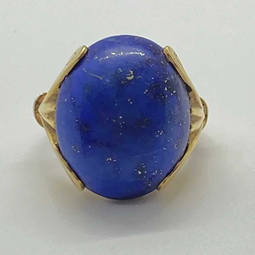 Impressive Retro Lapis Lazuli Vintage Ring 18K Go… - image 2