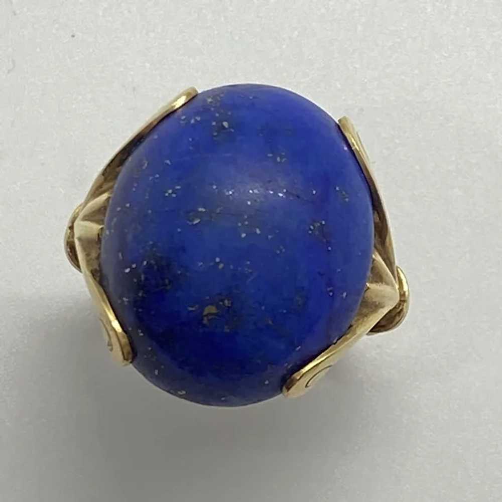 Impressive Retro Lapis Lazuli Vintage Ring 18K Go… - image 3