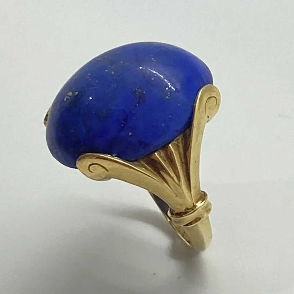 Impressive Retro Lapis Lazuli Vintage Ring 18K Go… - image 4