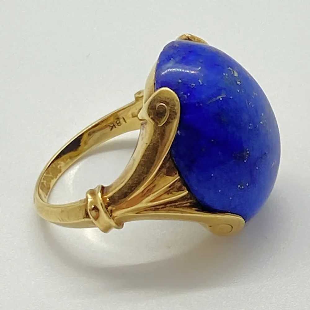 Impressive Retro Lapis Lazuli Vintage Ring 18K Go… - image 5