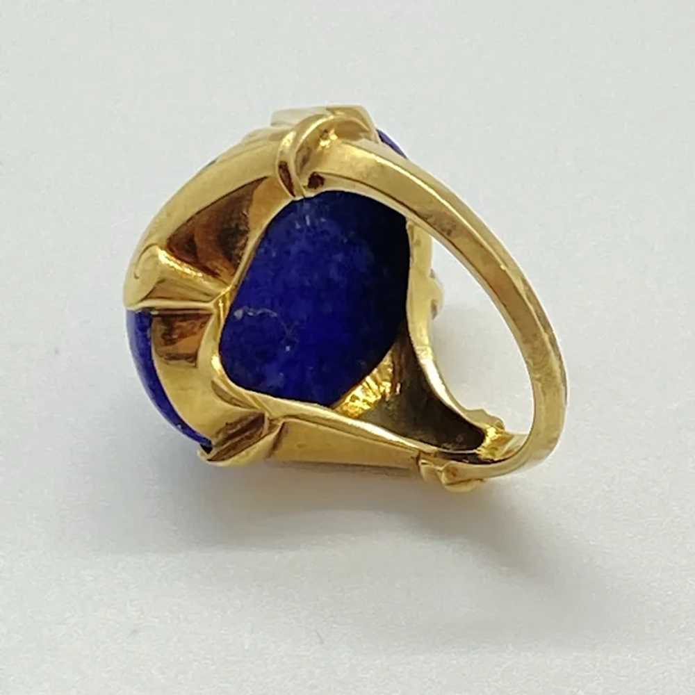 Impressive Retro Lapis Lazuli Vintage Ring 18K Go… - image 6