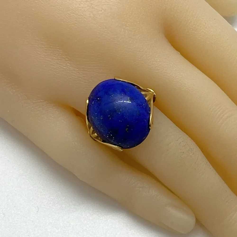 Impressive Retro Lapis Lazuli Vintage Ring 18K Go… - image 8