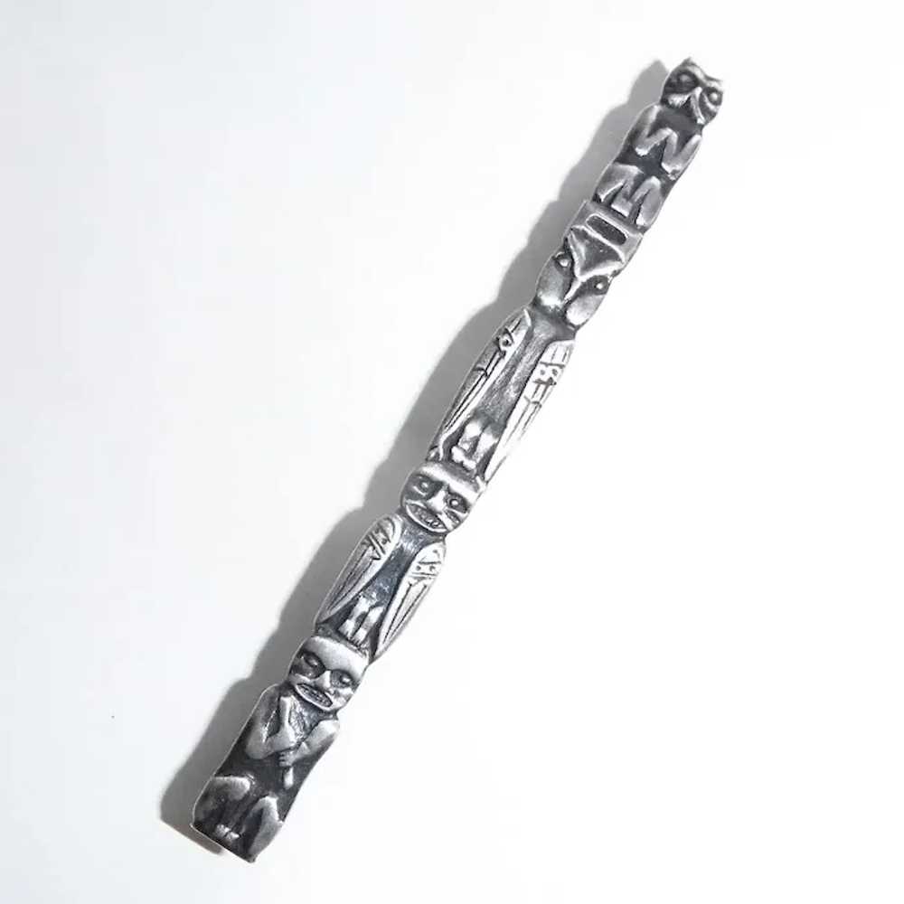 Sterling Silver Totem Pole Bar Pin - image 10