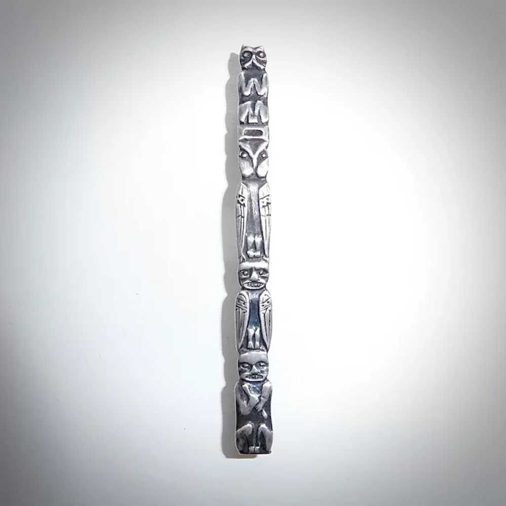 Sterling Silver Totem Pole Bar Pin - image 11