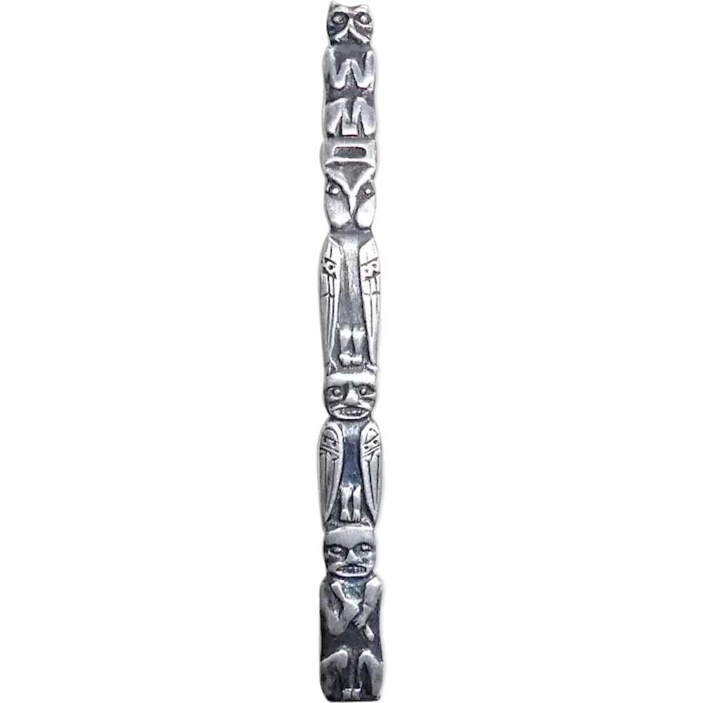 Sterling Silver Totem Pole Bar Pin - image 1