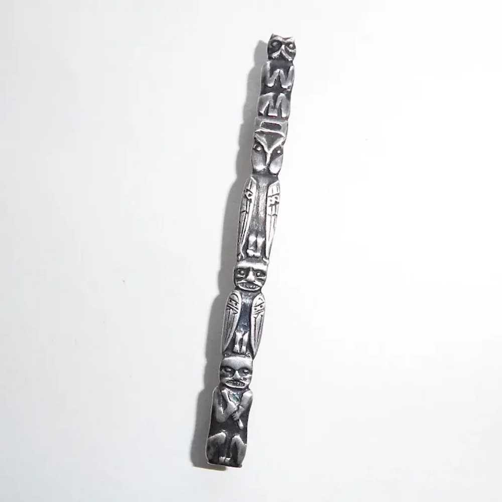 Sterling Silver Totem Pole Bar Pin - image 2