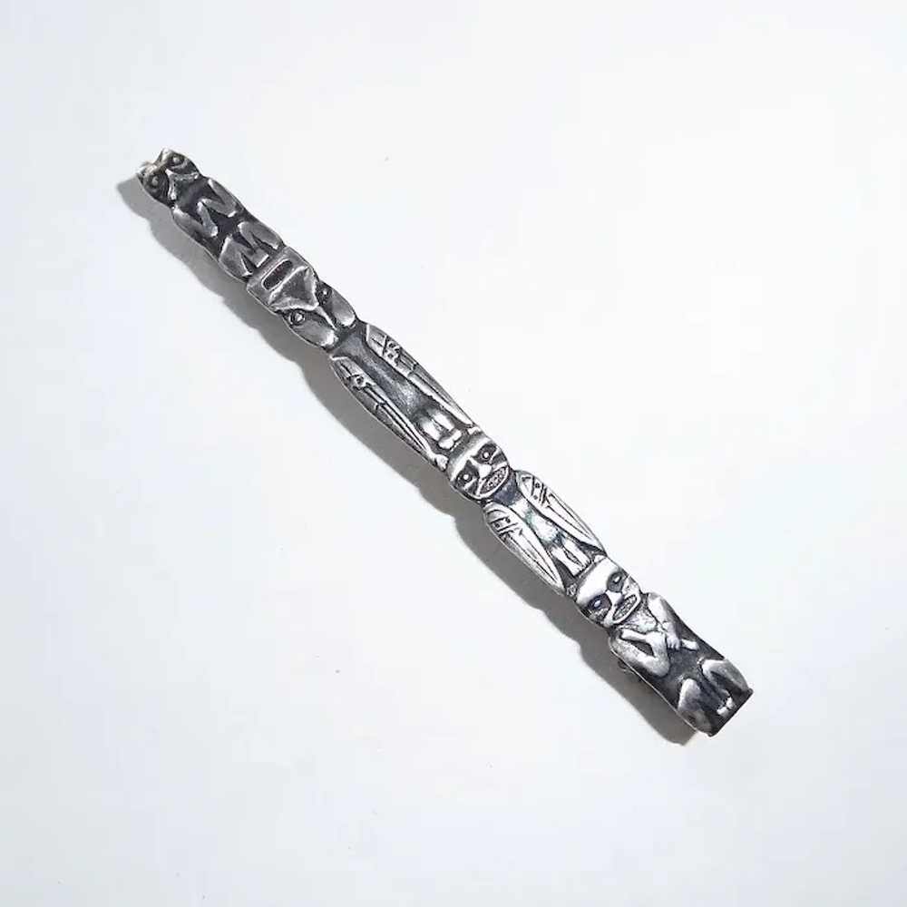 Sterling Silver Totem Pole Bar Pin - image 5